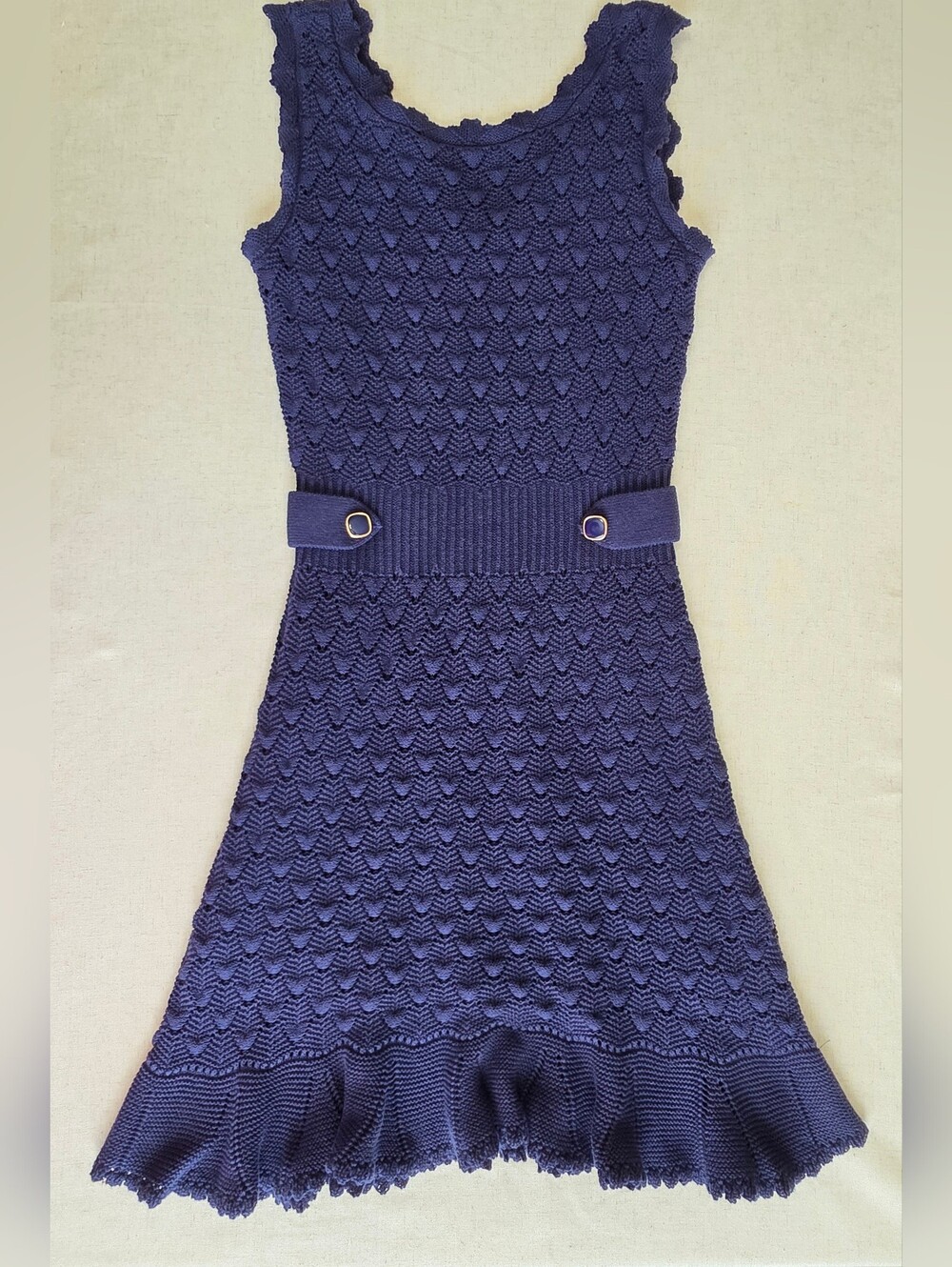 Lilly Pulitzer Villa Sleeveless Sweater Dress Large Navy Blue Knit Fit & Flare